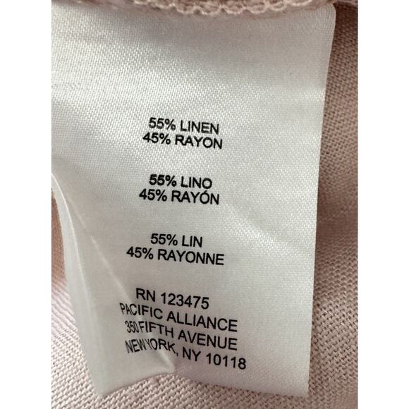 Ellen Tracy Blouse Size L Rosy Peach Shimmery Linen Blend Cuffed Sleeve Gold Zip - Picture 7 of 10